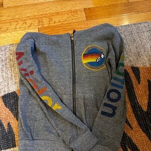 Aviator Nation Gray Jacket with Rainbow Accents